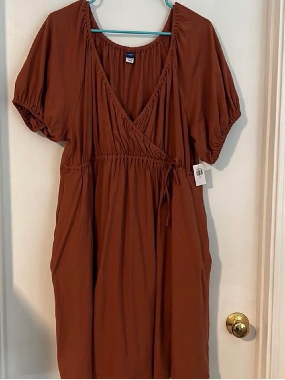 Old Navy Rust Brown Wrap-Style Midi Dress